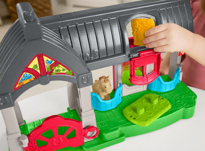 Fisher-Price Little People Establo de caballos Set de juego con carro, caballo, pony y figura, juguete con sonidos para bebés +1 año (HWR84