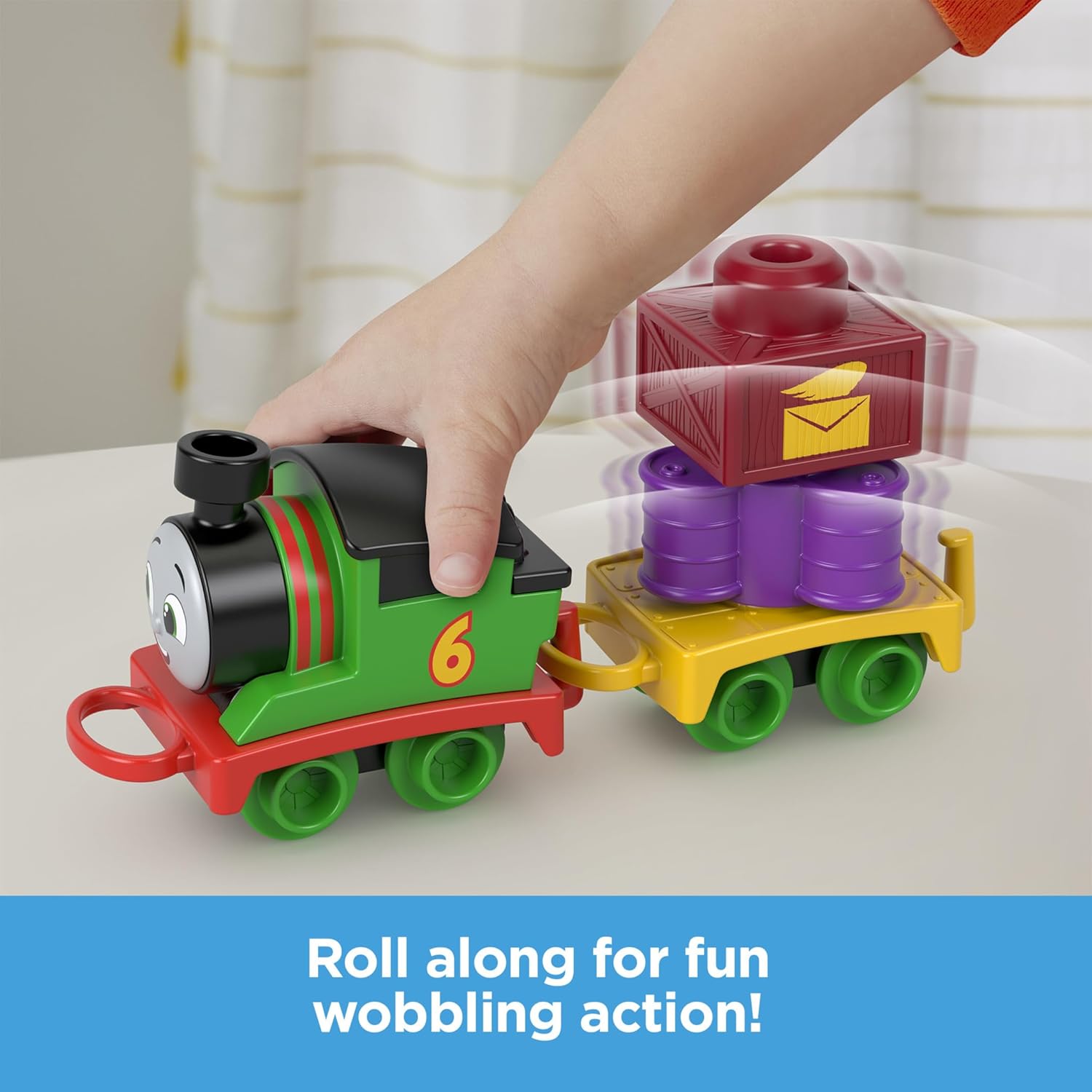 Thomas & Friends Toddler Toy My First Percy Push-Along Train with Stacking Cargo for Kids Ages 18+ Months, HXP53