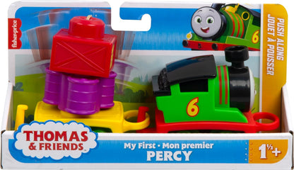 Thomas & Friends Toddler Toy My First Percy Push-Along Train with Stacking Cargo for Kids Ages 18+ Months, HXP53
