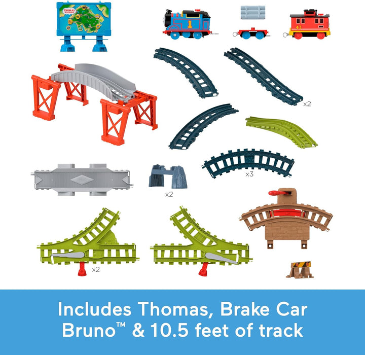 Thomas & Friends Train Set Talking Thomas & Brake Car Bruno Track Playset with Phrases & Sounds for Kids Ages 3+ Years, UK English Version, HYR81
