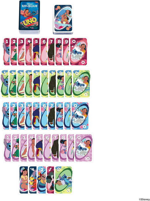 UNO Disney’s Lilo and Stitch Card Game for Kids, Adults & Family with Deck & Special Rule Inspired by the Movie, JCC10