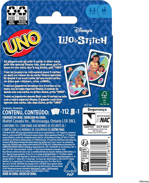 UNO Disney’s Lilo and Stitch Card Game for Kids, Adults & Family with Deck & Special Rule Inspired by the Movie, JCC10