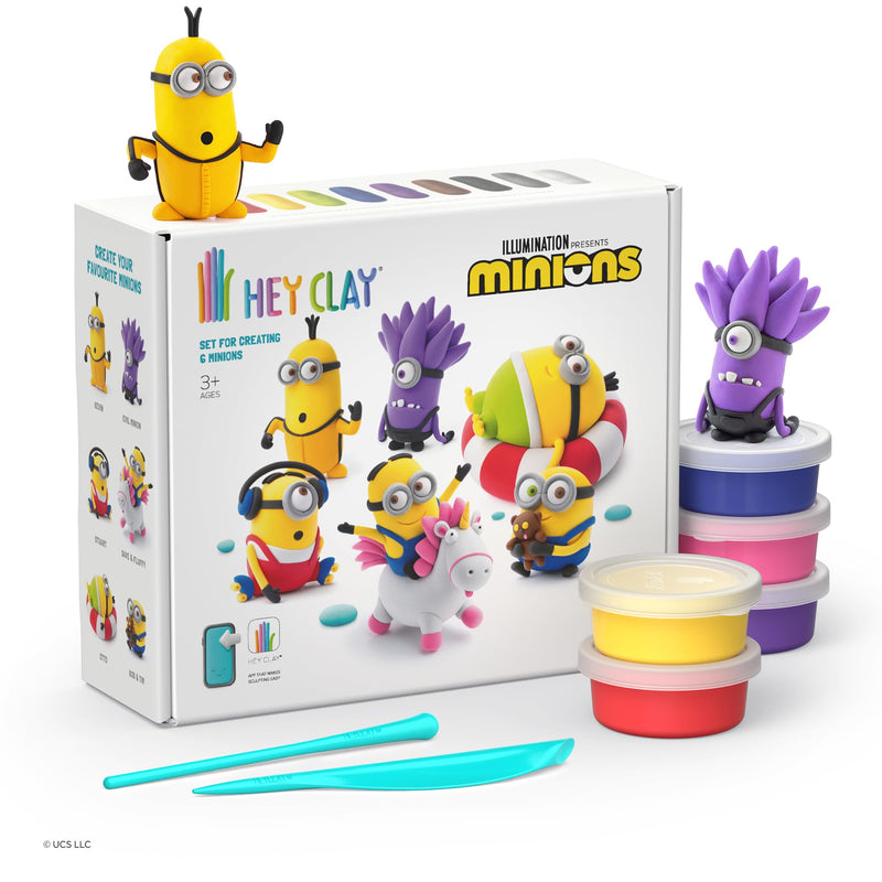 Hey Clay Moi, moche et méchant Minions Lot de 15 canettes de modelage colorées pour enfants avec outils de sculpture et instructions interactives amusantes (français non garanti