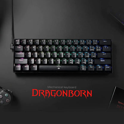 Redragon Dragonborn RGB – Mechanical Gaming Keyboard – Network Switches – with Detachable USB Type-C Cable – Black (Black)