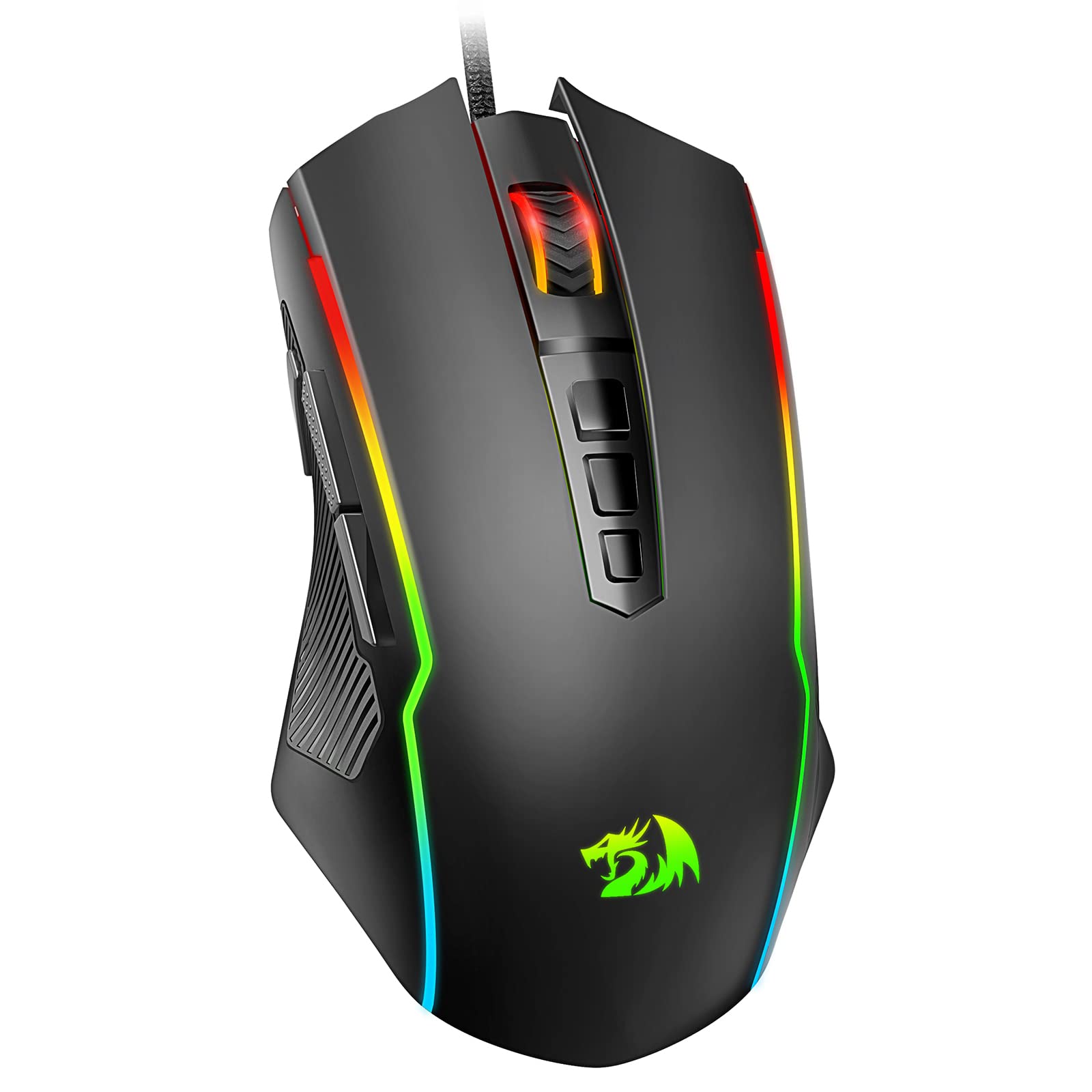 Redragon M910-K - Ratón RGB para Juegos con Cable con 9 Botones Macro programables, retroiluminación RGB Croma, 8000 dpi Ajustable, Ratones para Juegos de PC con botón de Fuego para Windows/Mac,