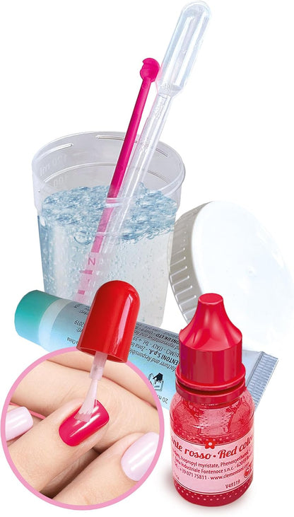 Clementoni Lab Mini Science Experiment Set, Girl Laboratory, Kit for Making Nail Polishes, Scientific Game 8 Years, in Italian, Made in Italy, Multicoloured, 19372