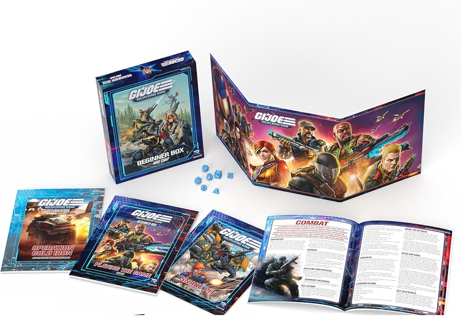 G.I. Joe Roleplaying Game Beginner Box for 2-6 Players - Ages 14+ Dice GM Screen and Adventures Included!