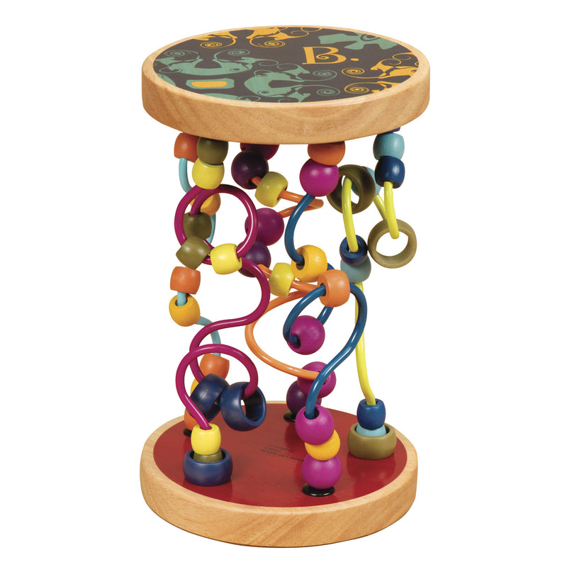 B. toys Montessori Baby Spielzeug Motorikschleifen mit Holzperlen – Holzspielzeug, Motorikspielzeug, Babyspielzeug mit Geräuschen für Kinder ab 18 Monaten (PVC frei