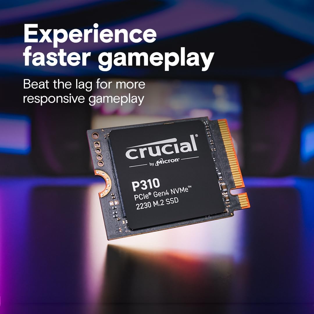 Crucial P310 SSD 1TB M.2 2230 NVMe PCIe Gen4 Internal SSD, Up to 7,100 MB/s, Compatibile with Steam Deck, ASUS ROG Ally, MSI Claw & Microsoft Surface, Solid State Drive - CT1000P310SSD2