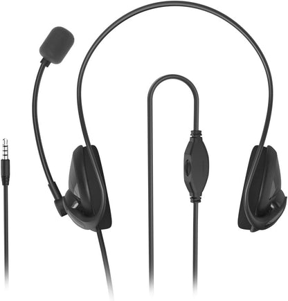 Hama Headset with Microphone (Wired Headphones 3.5 mm Jack Connection, Aux, Stereo Headphones with Cable, On-Ear PC Headphones with Microphone Arm and Neck Strap, 2 m Audio Cable) Black
