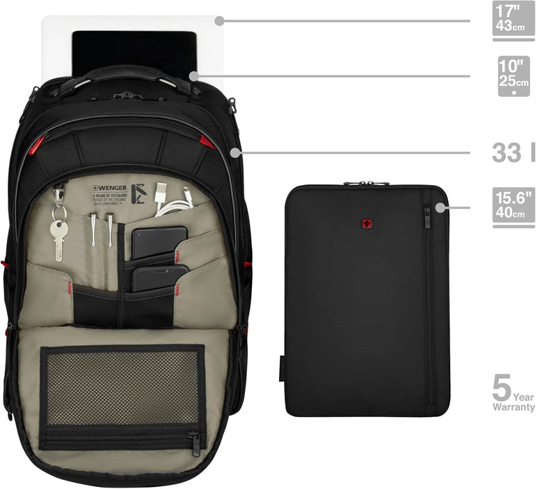 Wenger Carbon Backpack Notebook 17 Inch Organiser Women Men Office Business Uni, Carbon Pro, Carbon Pro, Rucksack