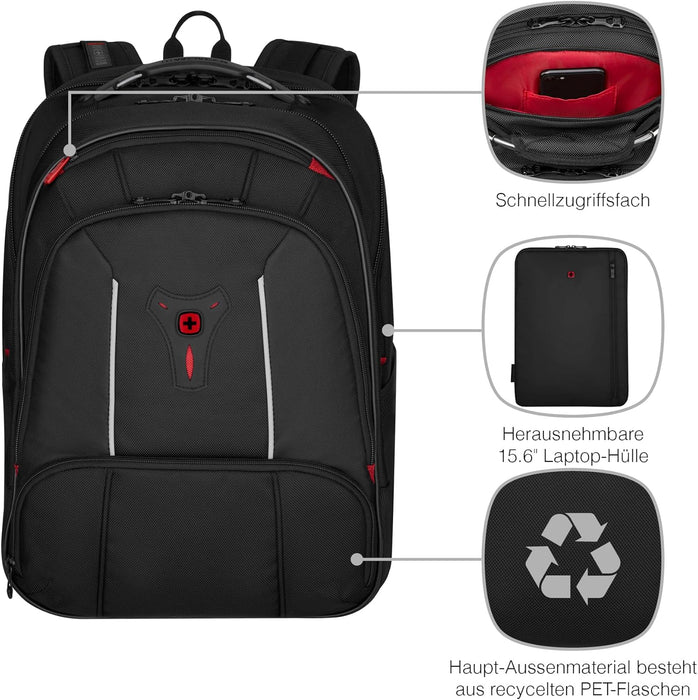 Wenger Carbon Backpack Notebook 17 Inch Organiser Women Men Office Business Uni, Carbon Pro, Carbon Pro, Rucksack