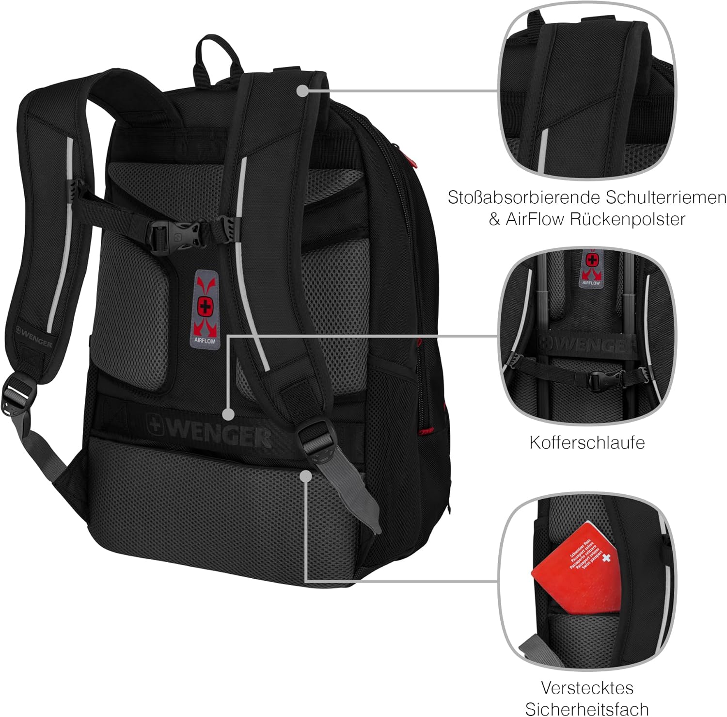 Wenger Carbon Backpack Notebook 17 Inch Organiser Women Men Office Business Uni, Carbon Pro, Carbon Pro, Rucksack