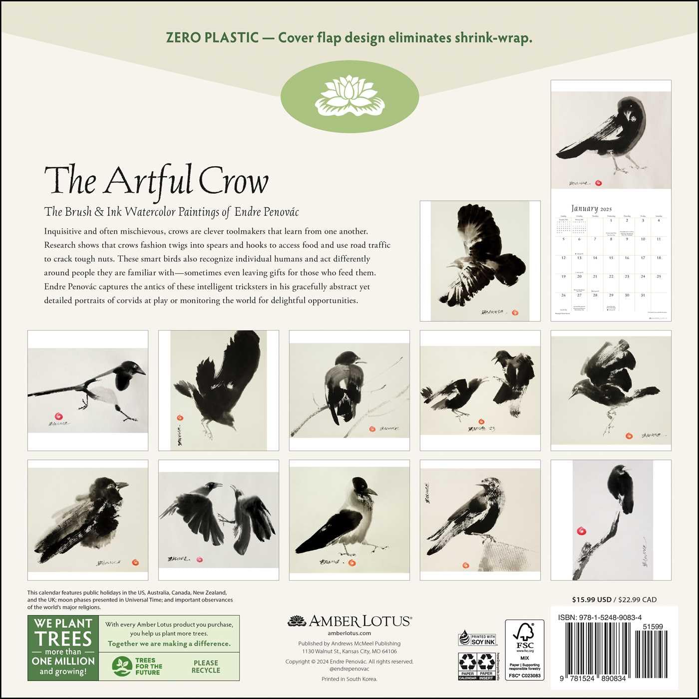 The Artful Crow 2025 Wall Calendar