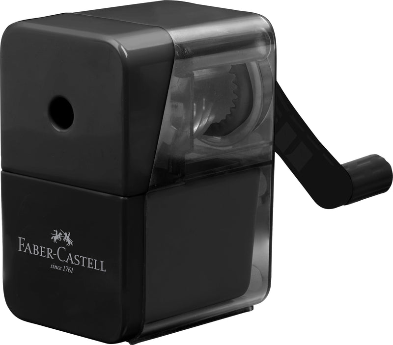 Faber-Castell 180984 - Temperamatite con manovella, nero, temperamatite con lama di alta qualità