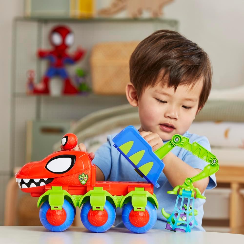 Spidey, Véhicule Dino 2 en 1, Voiture Tout-Terrain Avec Figurines incluses, Des 3 ANS