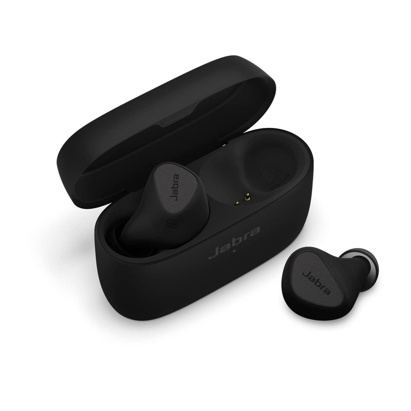 Jabra 100-99181700-98 Elite 5 True Wireless In Ear Bluetooth Earbuds with Hybrid Active Noise Cancellation, 6 Built In Microphones, Made for iPhone, Titanium Black, One Size