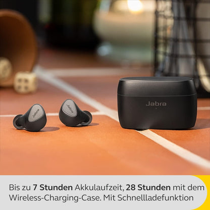 Jabra 100-99181700-98 Elite 5 True Wireless In Ear Bluetooth Earbuds with Hybrid Active Noise Cancellation, 6 Built In Microphones, Made for iPhone, Titanium Black, One Size
