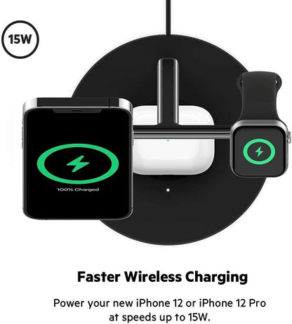 Boost Charge Pro Magsafe 3-In-1 Wireless Charger - Blk