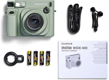 instax WIDE 400 instant camera, Automatic exposure and flash control, WIDE picture format, tripod socket, Green, Film sold separately
