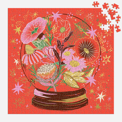 Galison- Crystal Flower Ball Piece Foil Puzzle, Color Rompecabezas de 500 Piezas de Bola de Flores de Cristal (9780735382831