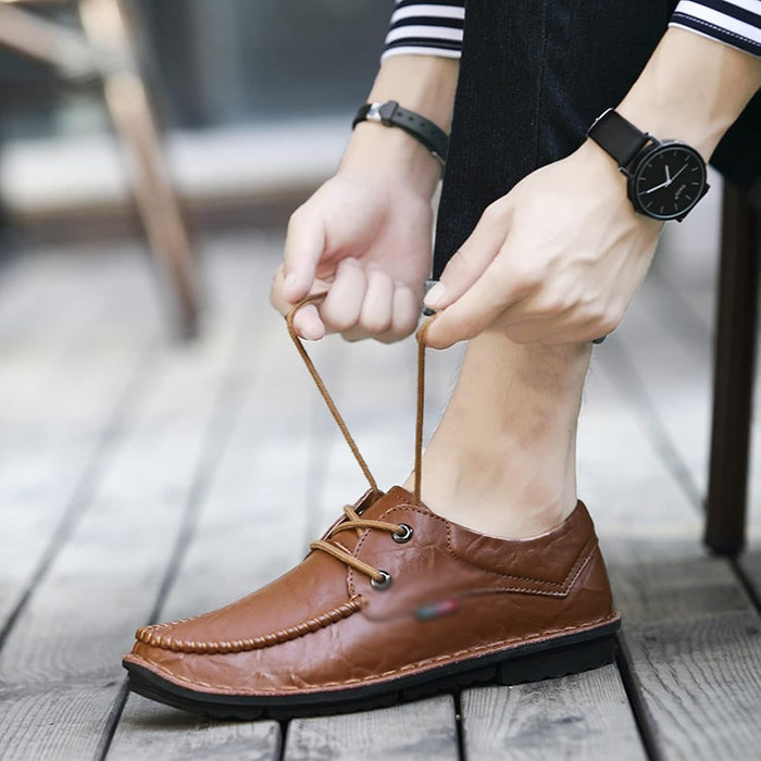 Wanmxinein Shoes Men's Shoes Men's Casual Business Flats Brown Breathable Men Loafers Oxfords