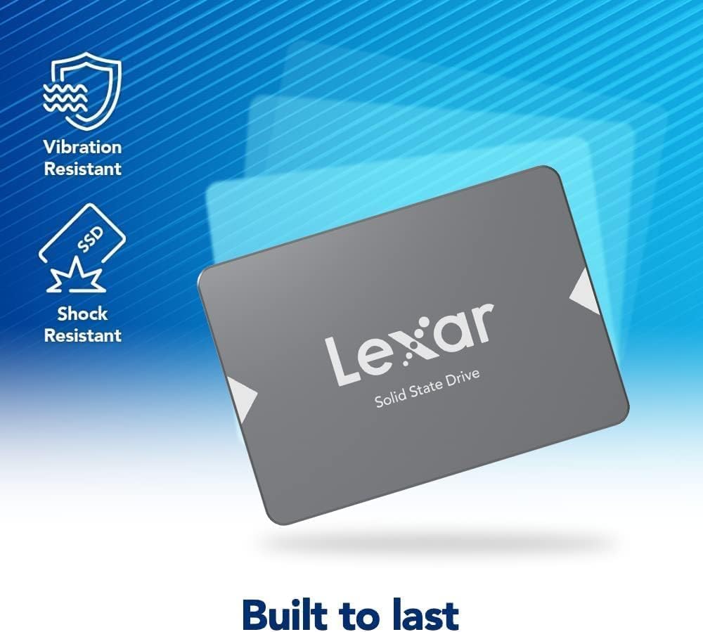 Lexar NS100 2.5” SATA III 6Gb/s Internal 2TB SSD, Solid State Drive, Up to 550MB/s Read, Internal SSD for Laptop, Desktop Computer/PC (LNS100-2TRB), black