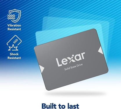 Lexar NS100 2.5” SATA III 6Gb/s Internal 2TB SSD, Solid State Drive, Up to 550MB/s Read, Internal SSD for Laptop, Desktop Computer/PC (LNS100-2TRB), black