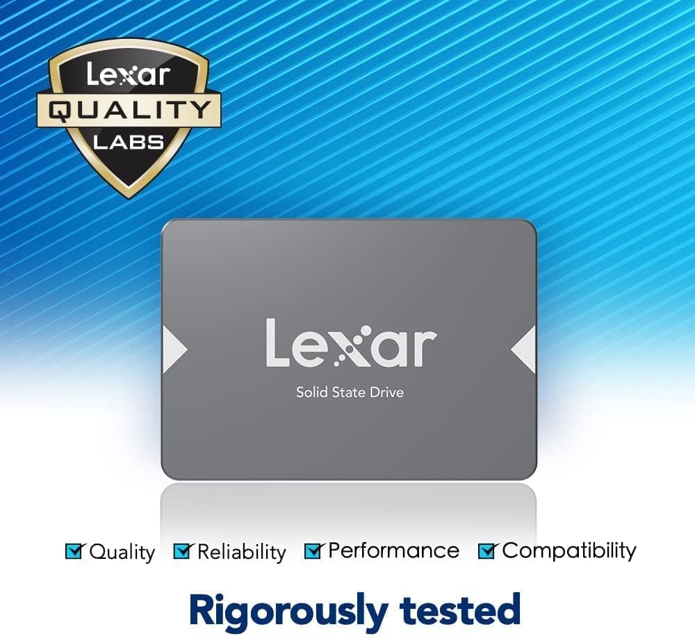 Lexar NS100 2.5” SATA III 6Gb/s Internal 2TB SSD, Solid State Drive, Up to 550MB/s Read, Internal SSD for Laptop, Desktop Computer/PC (LNS100-2TRB), black