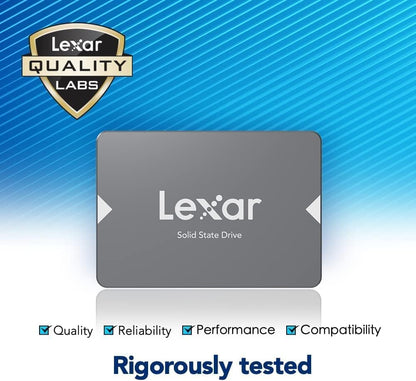 Lexar NS100 2.5” SATA III 6Gb/s Internal 2TB SSD, Solid State Drive, Up to 550MB/s Read, Internal SSD for Laptop, Desktop Computer/PC (LNS100-2TRB), black
