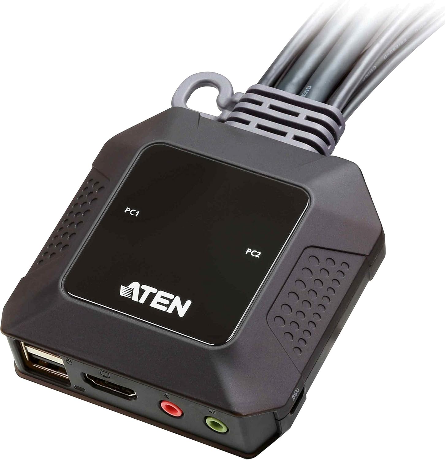 ATEN 2-Port USB 4K HDMI Cable KVM Switch with Remote Port Selector CS22H (up to 4096 x 2160 @ 60Hz, HDCP 2.2) For Windows, Mac, Linux - One KVM console controls two USB HDMI computers