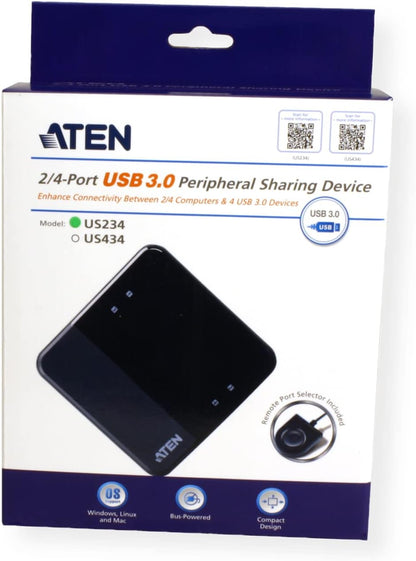 ATEN US234 hub 4 ports USB 3.1 Gen1 partagés sur 2 PC/Mac USB 3.2 Gen1 Peripheral Sharing Switch