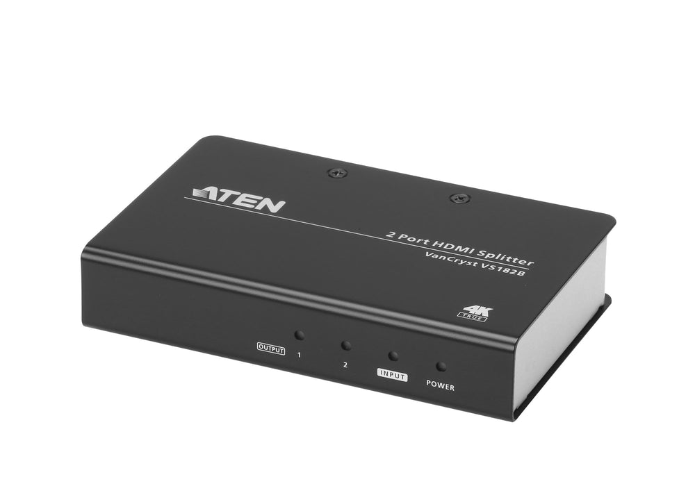ATEN 2-Port True 4K HDMI Splitter VS182B UK | #1 KVM Market Leader,Black