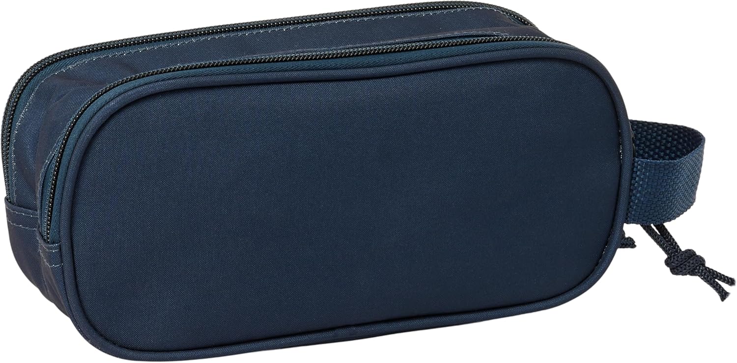 Safta Real Madrid 3D – Double 3D Pencil Case, Children's Pencil Case, Ideal for School-Age Children, Comfortable and Versatile, Quality and Resistance, 21 x 6 x 8 cm, White/Navy Blue, White/Navy Blue