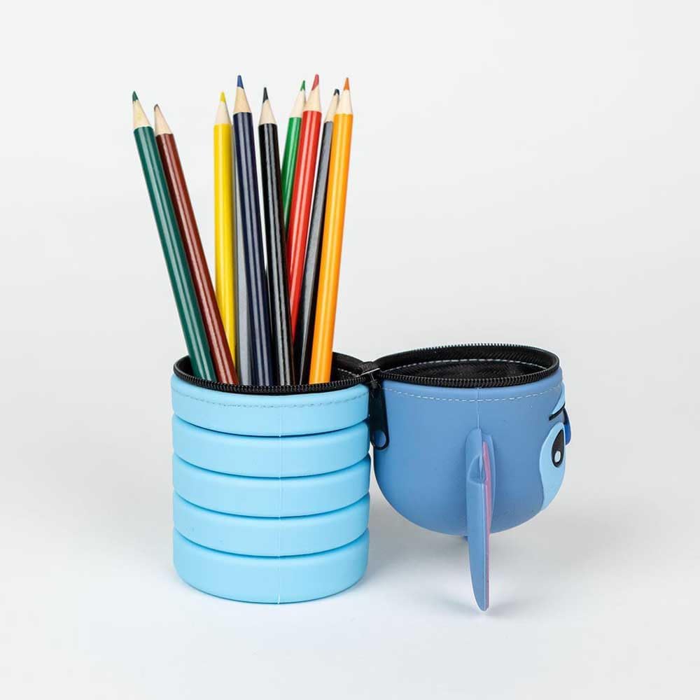 CERDÁ LIFE'S LITTLE MOMENTS Pencil Cases with 3D Design Inspired by Stitch - Blue - 6.5 X 19 X 6.5 Cm - Made of 100% Silicone - Original Product Designed in Spain, Blue, Stitch Inspired 3D Design