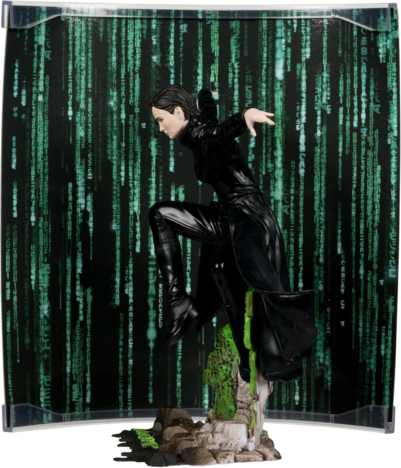 McFarlane Movie Maniacs Trinity (The Matrix) 6" Posed Figure WV6 WB100 Toys – Limited Edition with Scenic Backdrop and Environmental Base Display