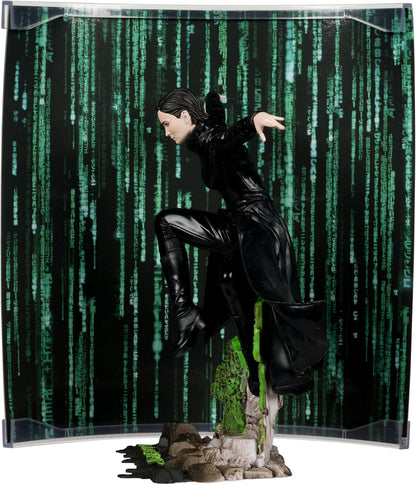 McFarlane Movie Maniacs Trinity (The Matrix) 6" Posed Figure WV6 WB100 Toys – Limited Edition with Scenic Backdrop and Environmental Base Display