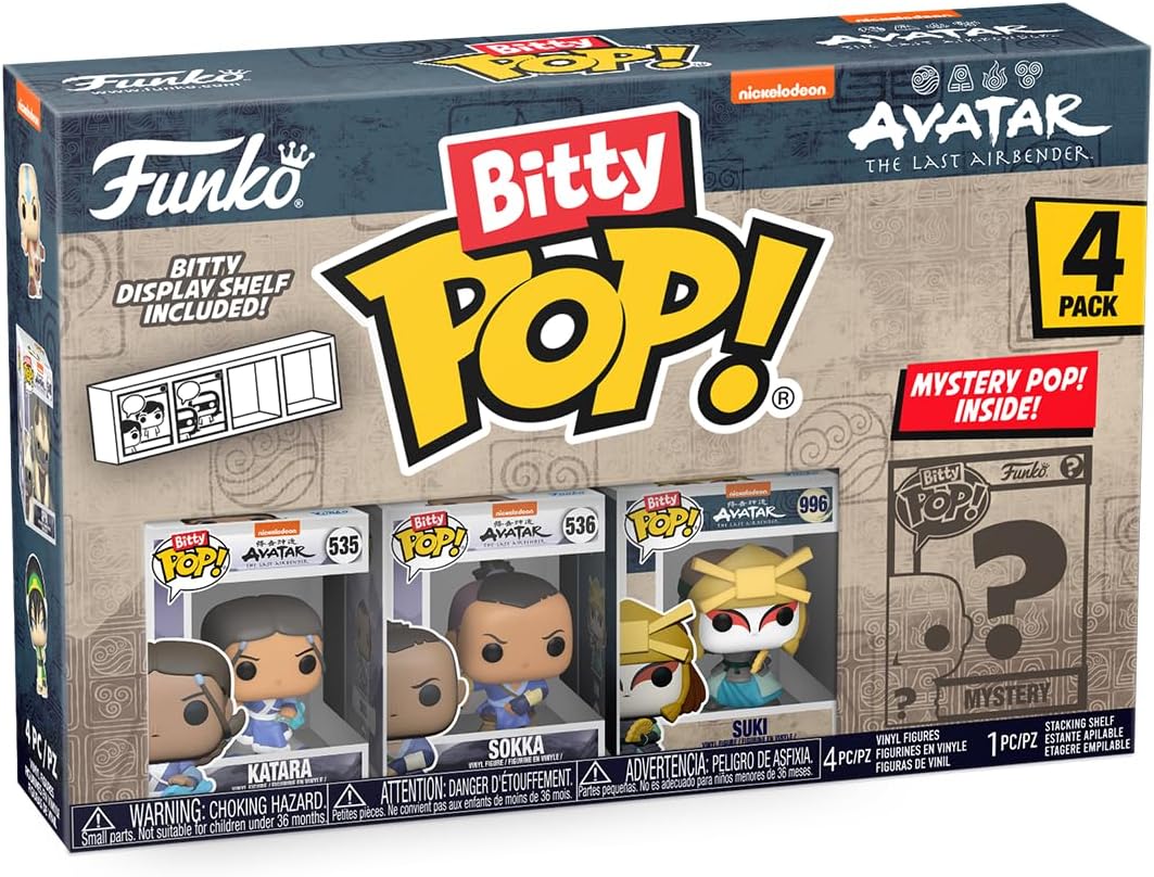 Funko Bitty Pop!: Avatar: The Last Airbender Mini Collectible Toys 4-Pack - Katara, Sokka, Suki & Mystery Chase Figure (Styles May Vary