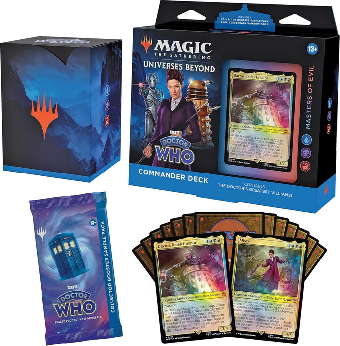 Magic The Gathering Doctor Who Commander Deck Bundle - Includes All 4 Decks (1 Masters of Evil, 1 Blast from The Past, 1 Timey-Wimey, and 1 Paradox Power Deck Set