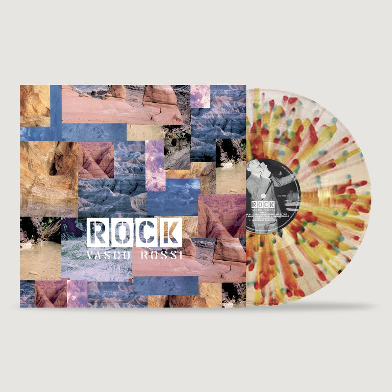 Rock - Clear with Red, Blue & Yellow Splatter