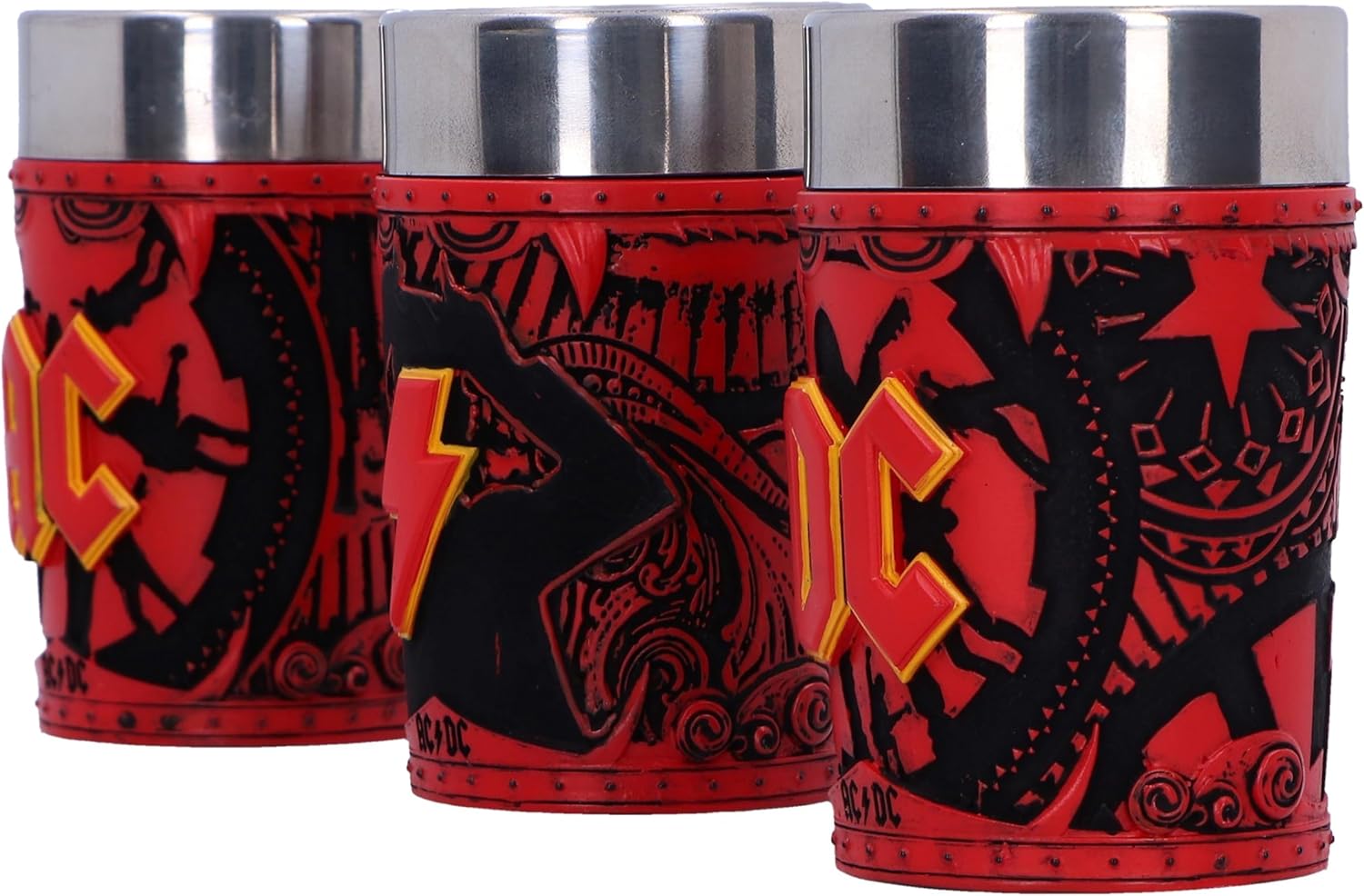 Nemesis Now ACDC Logo Set of 3 Shot Glass Set 8.7cm, Resin, Official ACDC Merchandise, ACDC Collectible Mini Cup Set, Three ACDC Shot Glasses, Cast in The Finest Resin, Expertly Hand-Painted