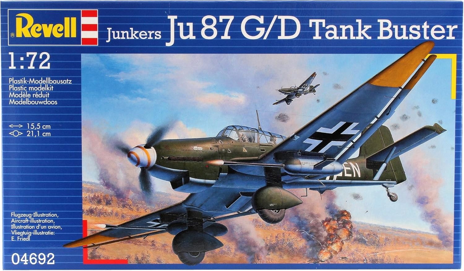 Revell Revell_04692 Modellbausatz Flugzeug 1:72 - Junkers Ju87 G/D Tank Buster im Maßstab 1:72, Level 3, originalgetreue Nachbildung mit vielen Details, 04692, Unlackiert