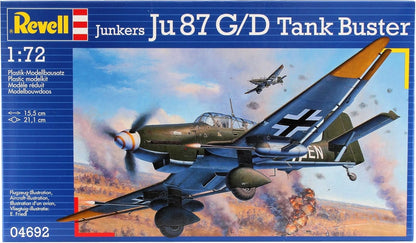 Revell Revell_04692 Modellbausatz Flugzeug 1:72 - Junkers Ju87 G/D Tank Buster im Maßstab 1:72, Level 3, originalgetreue Nachbildung mit vielen Details, 04692, Unlackiert