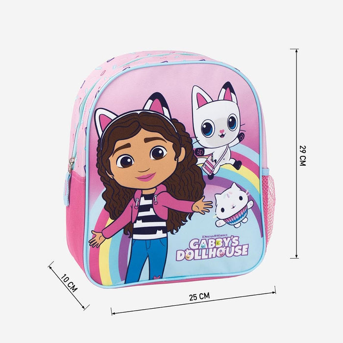 CERDÁ LIFE'S LITTLE MOMENTS Kinderrucksack von Gabby's Dollhouse, Rosa, Reißverschluss, 25 x 20 x 29 cm, Schulrucksack, gepolsterte Griffe, Originalprodukt, entworfen in Spanien, Rosa, Estándar