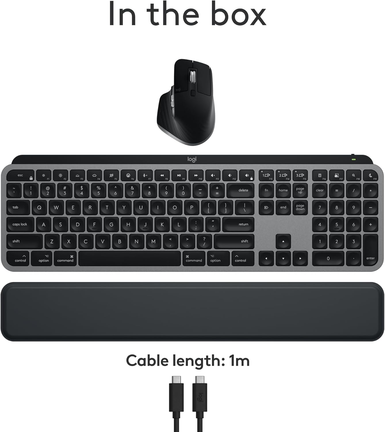 Logitech MX Keys S Combo for Mac, Wireless Keyboard and Mouse With Palm Rest, Backlit Keyboard, Fast Scroll Wireless Mouse, Bluetooth USB C for MacBook Pro, Macbook Air, iMac, iPad, QWERTY UK - Grey