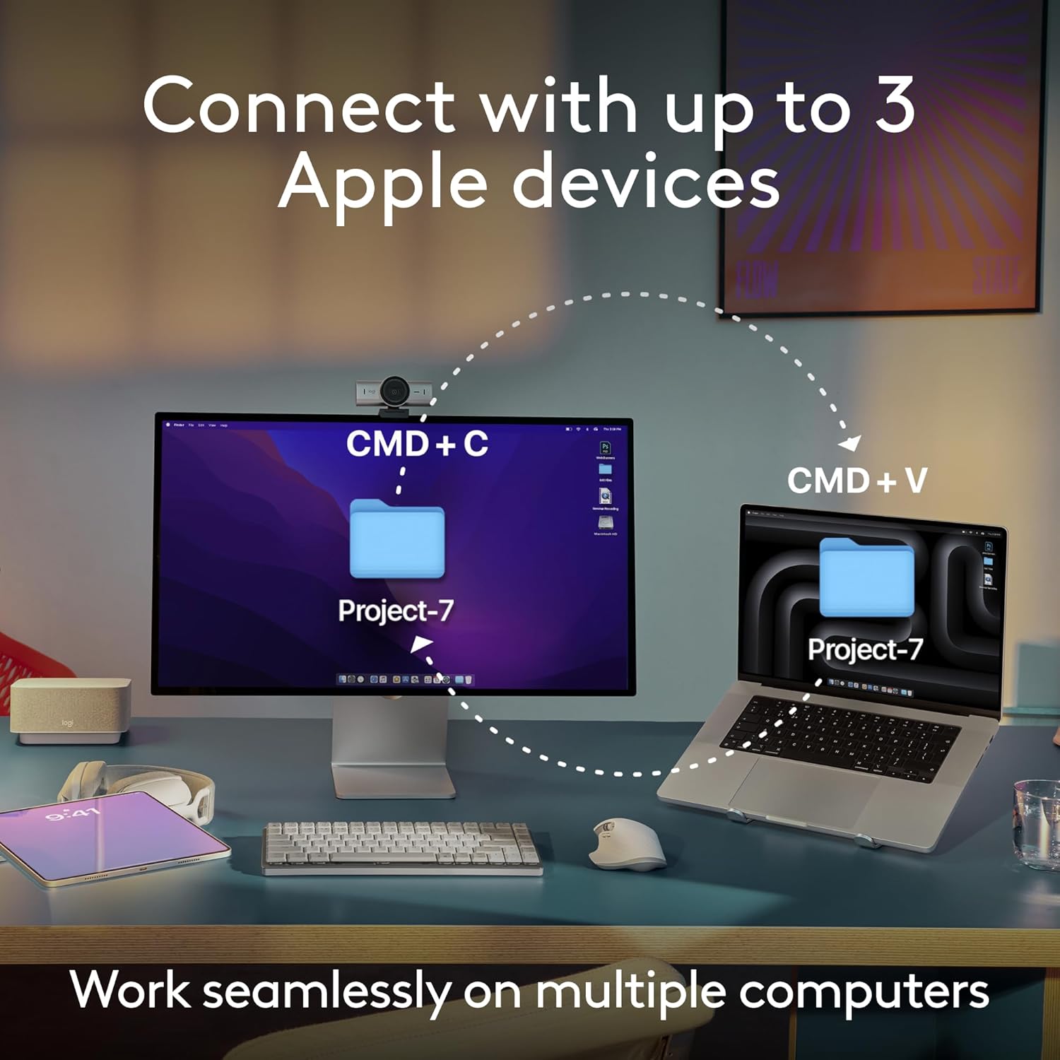 Logitech MX Keys S Combo for Mac, Wireless Keyboard and Mouse With Palm Rest, Backlit Keyboard, Fast Scroll Wireless Mouse, Bluetooth USB C for MacBook Pro, Macbook Air, iMac, iPad, QWERTY UK - Grey
