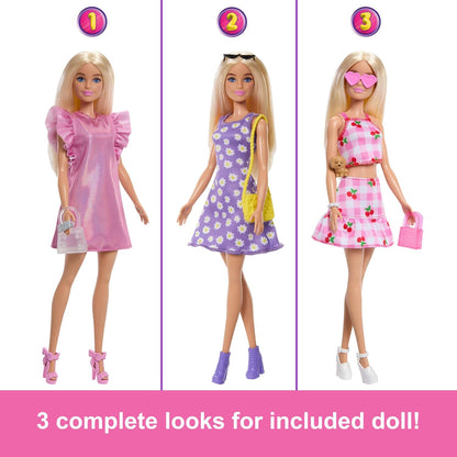 Barbie Dream Closet Toy Playset with Blonde Fashion Doll, Clothes & Accessories, 3-ft-Wide with 25+ Pieces, 3 Complete Looks, HXD58