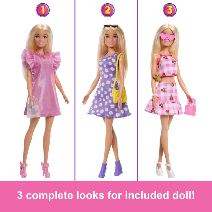 Barbie Dream Closet Toy Playset with Blonde Fashion Doll, Clothes & Accessories, 3-ft-Wide with 25+ Pieces, 3 Complete Looks, HXD58