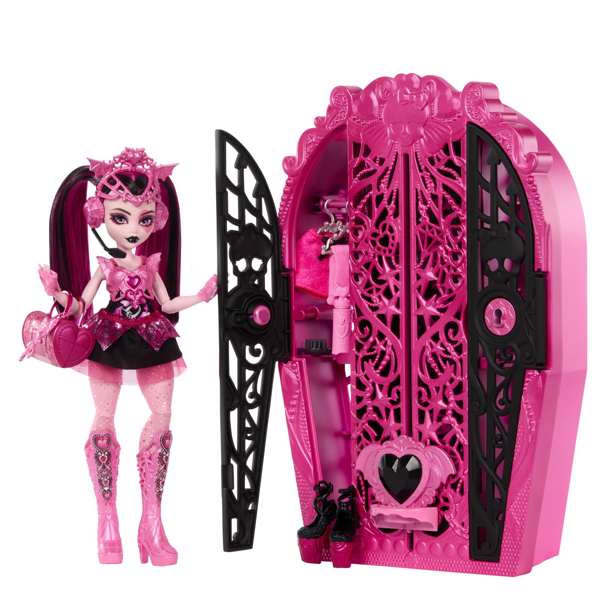 Monster High Skulltimate Secrets Doll and Accessories Set, Monster Mysteries Draculaura with Dress-Up Closet and 19+ Surprises including Doll Clothes, HXH84