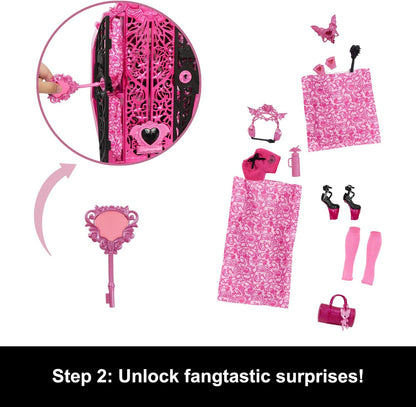 Monster High Skulltimate Secrets Doll and Accessories Set, Monster Mysteries Draculaura with Dress-Up Closet and 19+ Surprises including Doll Clothes, HXH84